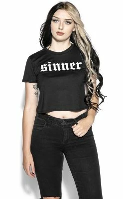 BlackCraft Sinner Flowy Crop Tee