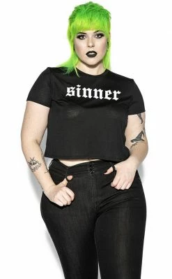 BlackCraft Sinner Flowy Crop Tee