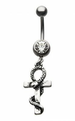TB Jewellery Snake Ankh Dangle Navel Ring