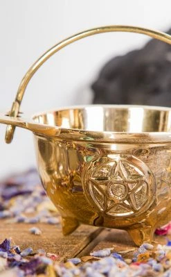 Cauldrons Solid Brass Cauldron | Gold Pentagram