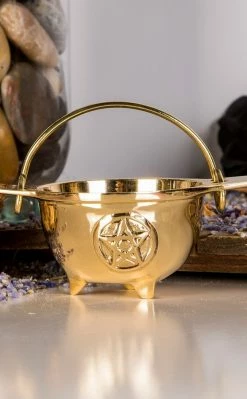 Cauldrons Solid Brass Cauldron | Gold Pentagram
