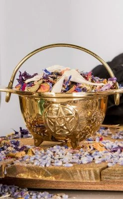 Cauldrons Solid Brass Cauldron | Gold Pentagram