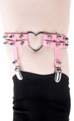 Cold Black Heart Clothing Spike Heart Garter Pink