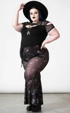 Killstar Clothing Spirala Mesh Bell Bottoms