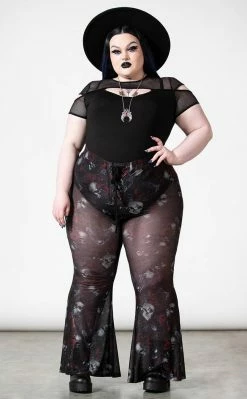 Killstar Clothing Spirala Mesh Bell Bottoms