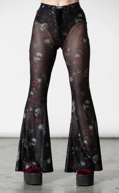 Killstar Clothing Spirala Mesh Bell Bottoms