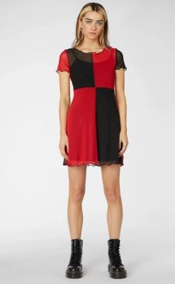 Dangerfield Clothing Split Sheer Mesh Dress | Red/Black 9 Dangerfield Clothing Split Sheer Mesh Dress | Red/Black