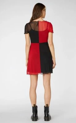 Dangerfield Clothing Split Sheer Mesh Dress | Red/Black 10 Dangerfield Clothing Split Sheer Mesh Dress | Red/Black