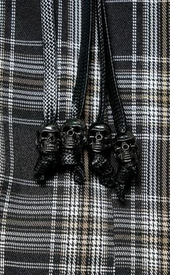 Punk Rave Stone Silence Pleated Dress | Black & Yellow Tartan Clothing