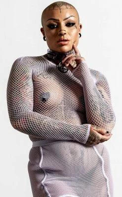 Killstar Sweetheart Fishnet Top | Lilac Clothing