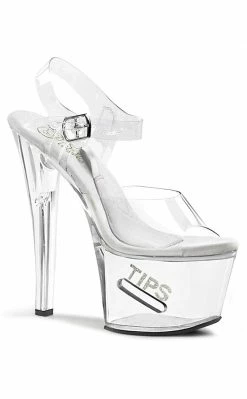 Pleaser TIPJAR-708-5 Clear Heels (Last Pair: Size 5) Sale