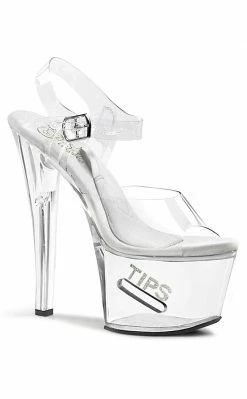 Pleaser TIPJAR-708-5 Clear Heels Pole Shoes