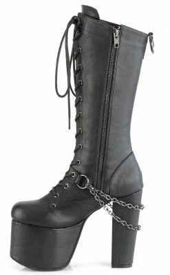 Demonia Shoes TORMENT-170 Black Vegan Chained Platform Boots