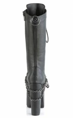 Demonia Shoes TORMENT-170 Black Vegan Chained Platform Boots