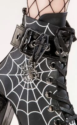 Demonia Shoes TORMENT-51 Black Spiderweb Platform Boots