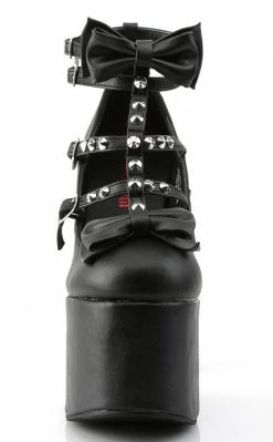 Demonia TORMENT-600 Black Vegan Leather Platform Mary Jane Heels