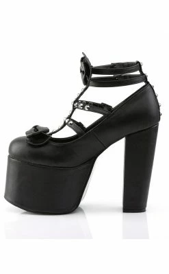 Demonia TORMENT-600 Black Vegan Leather Platform Mary Jane Heels