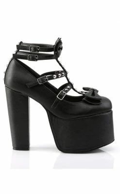 Demonia TORMENT-600 Black Vegan Leather Platform Mary Jane Heels