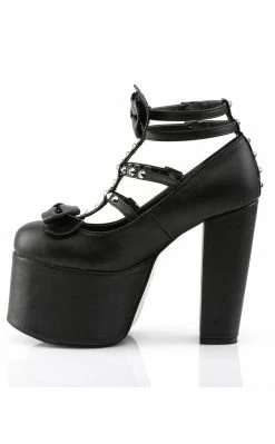 Demonia Sale TORMENT-600 Black Vegan Leather Platform Mary Jane Heels (Last Pair: Size 7)