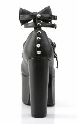 Demonia Sale TORMENT-600 Black Vegan Leather Platform Mary Jane Heels (Last Pair: Size 7)