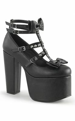 Demonia Sale TORMENT-600 Black Vegan Leather Platform Mary Jane Heels (Last Pair: Size 7)