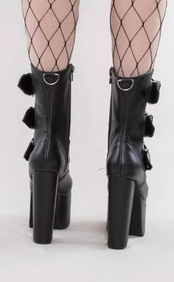 Demonia TORMENT-703 Black Vegan Leather Platform Boots