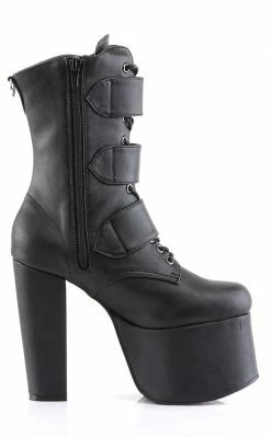 Demonia TORMENT-703 Black Vegan Leather Platform Boots