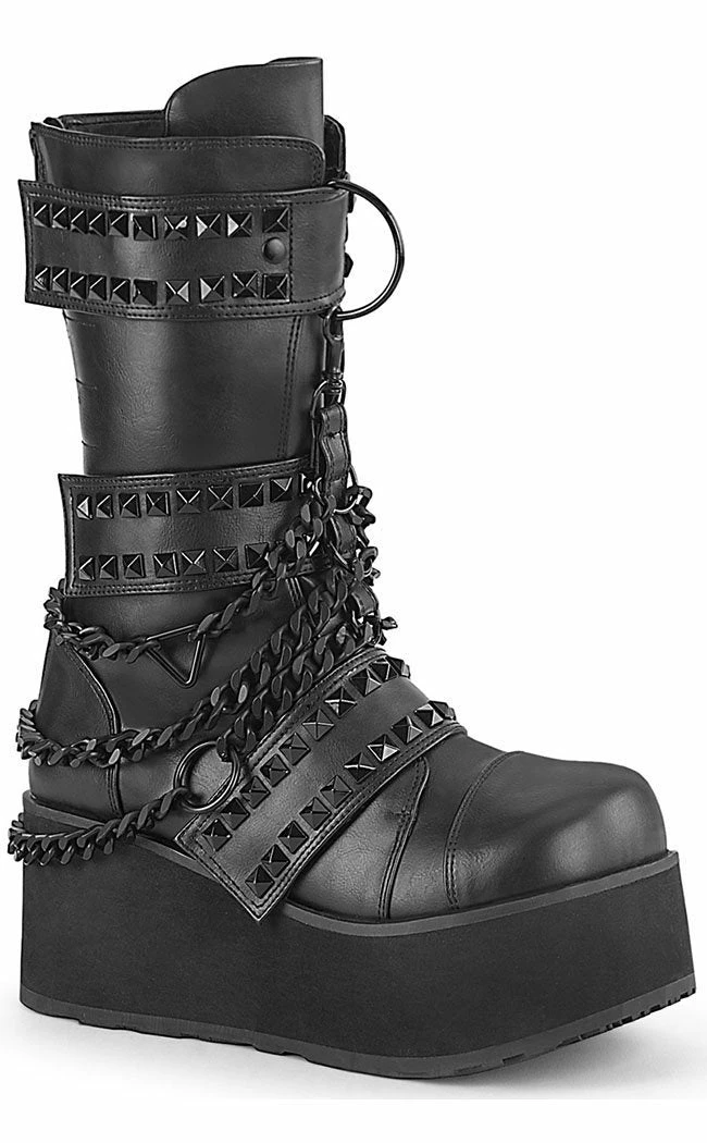 Demonia TRASHVILLE-138 Black Vegan Leather Platform Boots (Last Pair: 4M/6W) 4 Demonia TRASHVILLE-138 Black Vegan Leather Platform Boots (Last Pair: 4M/6W)