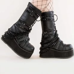 Demonia TRASHVILLE-138 Black Vegan Leather Platform Boots (Last Pair: 4M/6W) 9 Demonia TRASHVILLE-138 Black Vegan Leather Platform Boots (Last Pair: 4M/6W)