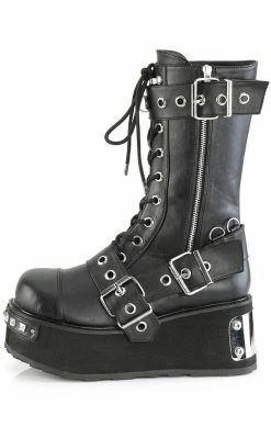 Demonia Shoes TRASHVILLE-250 Black Vegan Leather Platform Boots