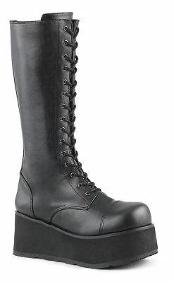 Demonia Shoes TRASHVILLE-502 Black Vegan Leather Platform Boots