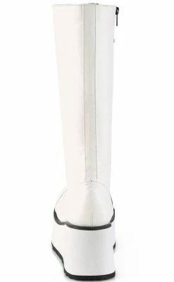 Demonia TRASHVILLE-502 White Vegan Leather Platform Boots Shoes