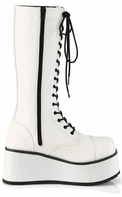 Demonia TRASHVILLE-502 White Vegan Leather Platform Boots Shoes