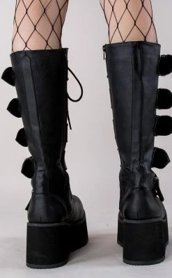 Demonia TRASHVILLE-518 Black Vegan Leather Platform Knee High Boots (Au Stock) Shoes 13 Demonia TRASHVILLE-518 Black Vegan Leather Platform Knee High Boots (Au Stock) Shoes