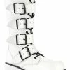 Demonia TRASHVILLE-518 White Vegan Leather Platform Knee High Boots