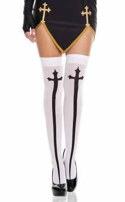 Music Legs Take Me To Church Backwards Thigh Highs Clothing