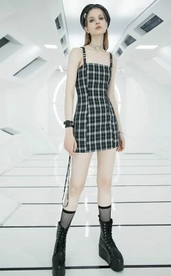 Punk Rave Teeny Tina Checkered Dress | Black & White