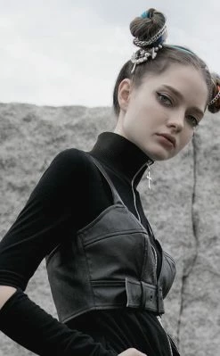 Punk Rave Clothing Tresspasser Biker Crop 13 Punk Rave Clothing Tresspasser Biker Crop