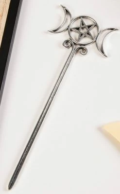 Gothic Jewellery Accessories Triple Goddess Hair Stick | Silver