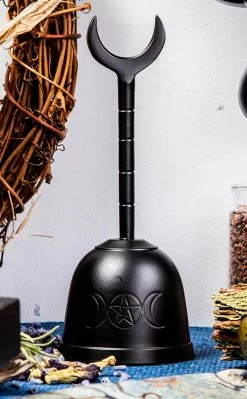 TB Witchcraft Triple Moon Altar Bell | Black