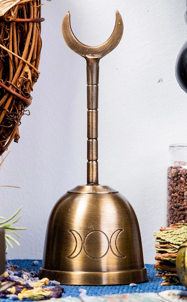 TB Triple Moon Altar Bell | Brass Witchcraft 4 TB Triple Moon Altar Bell | Brass Witchcraft