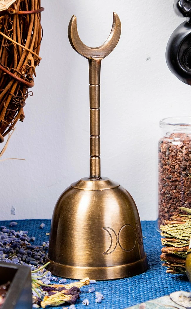 TB Triple Moon Altar Bell | Brass Witchcraft 3 TB Triple Moon Altar Bell | Brass Witchcraft