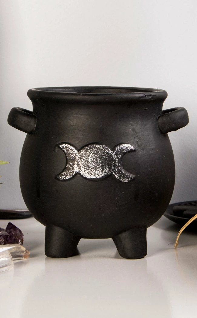 Homewares Home & Gifts Triple Moon Cauldron Plant Pot 4 Homewares Home & Gifts Triple Moon Cauldron Plant Pot