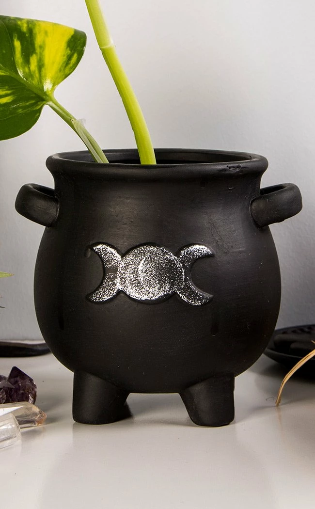Homewares Home & Gifts Triple Moon Cauldron Plant Pot 3 Homewares Home & Gifts Triple Moon Cauldron Plant Pot