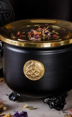 Cauldrons Triquetra Metal Cauldron With Brass Sieve 8 Cauldrons Triquetra Metal Cauldron With Brass Sieve