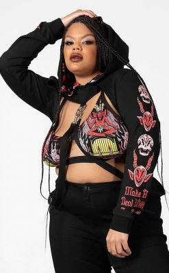 Killstar Clothing Troublemaker Cropped Hoodie 10 Killstar Clothing Troublemaker Cropped Hoodie