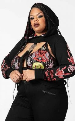 Killstar Clothing Troublemaker Cropped Hoodie