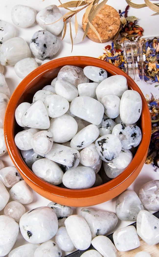 Crystals Witchcraft Tumbled Stones | Rainbow Moonstone 3 Crystals Witchcraft Tumbled Stones | Rainbow Moonstone