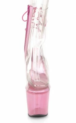 Pleaser Pole Shoes UNICORN-1018C Bubble Gum Pink Tinted Ankle Boots