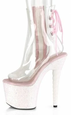 Pleaser Pole Shoes UNICORN-1018C White Opalescent Ankle Boots